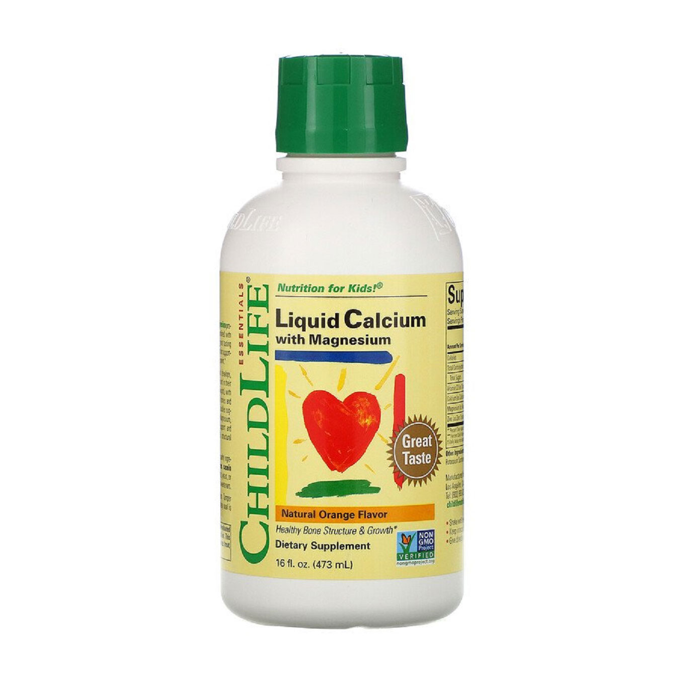 Дитячі мінерали ChildLife Calcium with Magnesium Кальцій та магній, зі смаком апельсину, в рідині, 473 мл